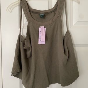 Olive thermal swing crop tank top